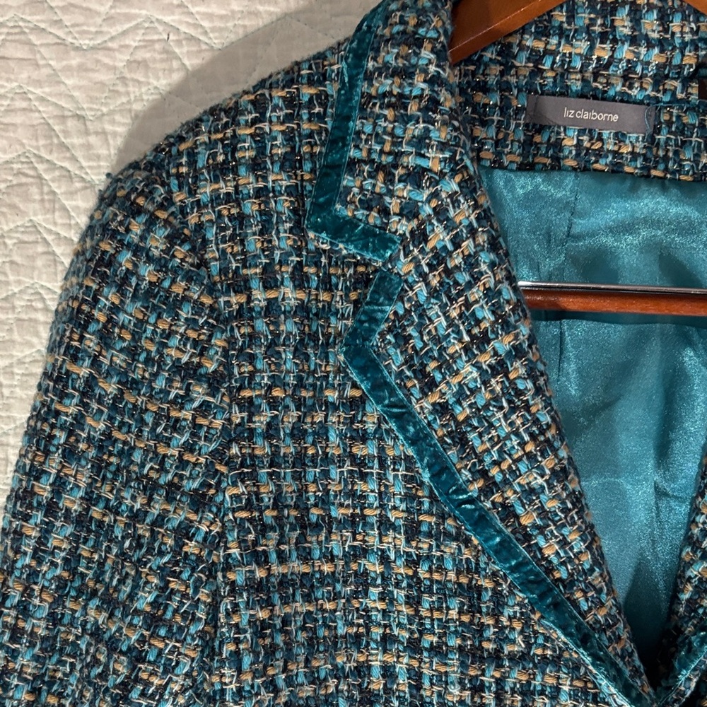 Liz Claiborne Women's Textured Blazer - Blue and Black - Picture 4 of 10